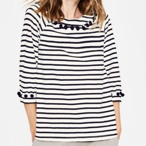 Boden Rosemary Breton Stripe Pom Pom Top